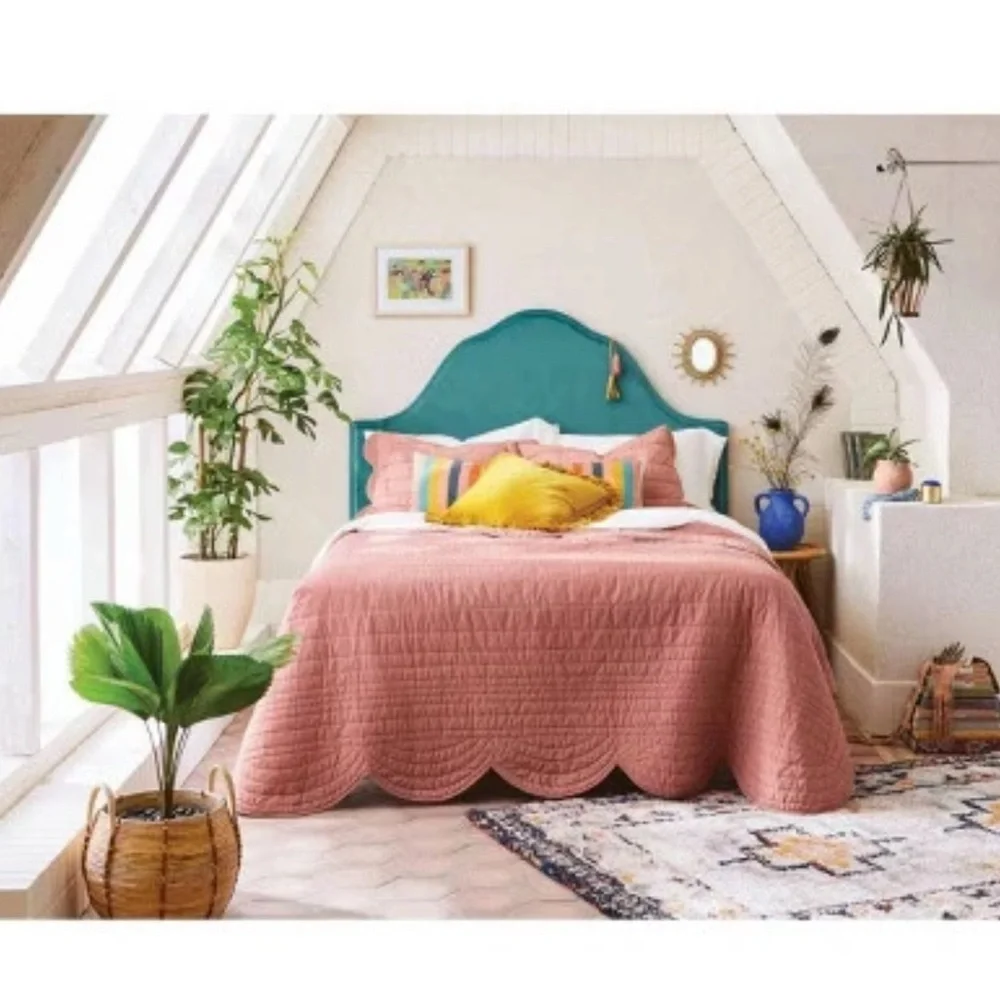 Twin/Twin Extra Long Jungalow Scalloped Edge Quilt Light Terracotta